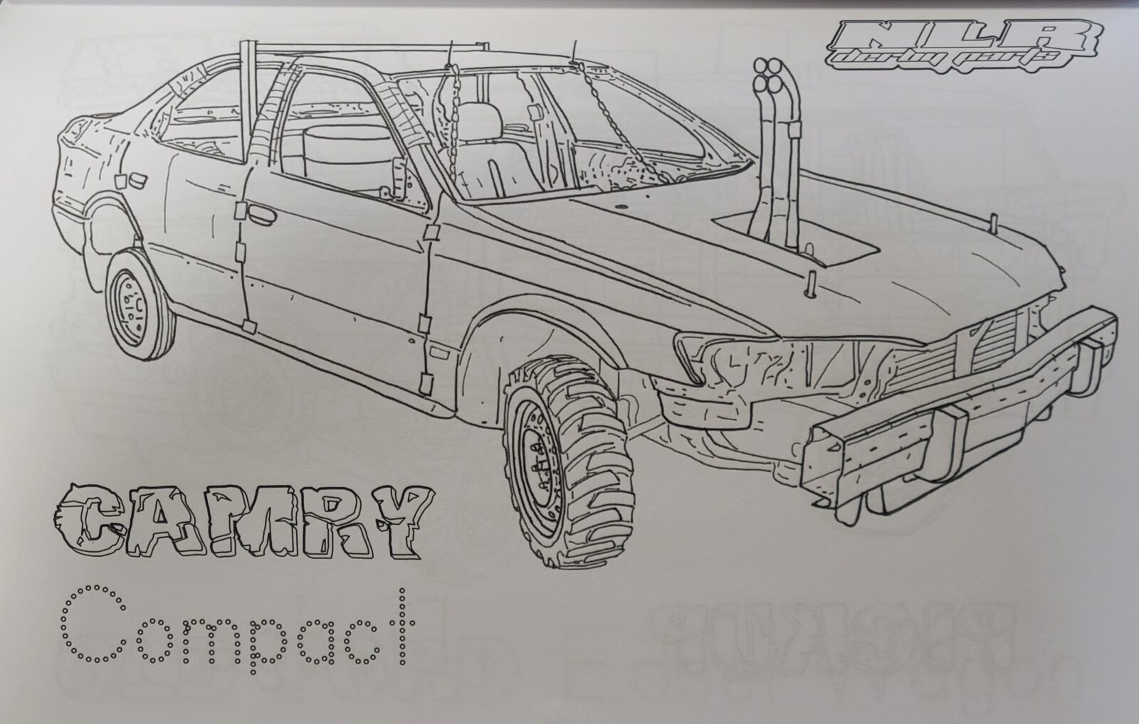 “New NLR” Demolition Derby Car Coloring Book NLR Derby Parts